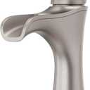 Pfister Jaida Single Handle Waterfall Bathroom Sink Faucet 3 Hole with Spot Defense Brushed Nickel Finish and Push & Seal Drain for Vanity Installation LF042JDGS