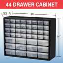 Akro-Mils 44-Drawer Plastic Drawer Storage Cabinet for Garage Organization, Bead Organizer, Building Bricks Storage, Teacher Toolbox, Makeup Organizer, 20" W x 6" D x 16" H,  Black