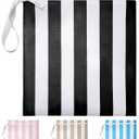 Bodysurf Wet Bag for Swimsuit, Beach, Pool, Gym, Travel, Dirty Laundry - Wet Bags for Baby, Kids, Toddlers, Pump Parts, Cloth Diapers - Reusable Waterproof Striped Makeup & Toiletry Pouch - Black