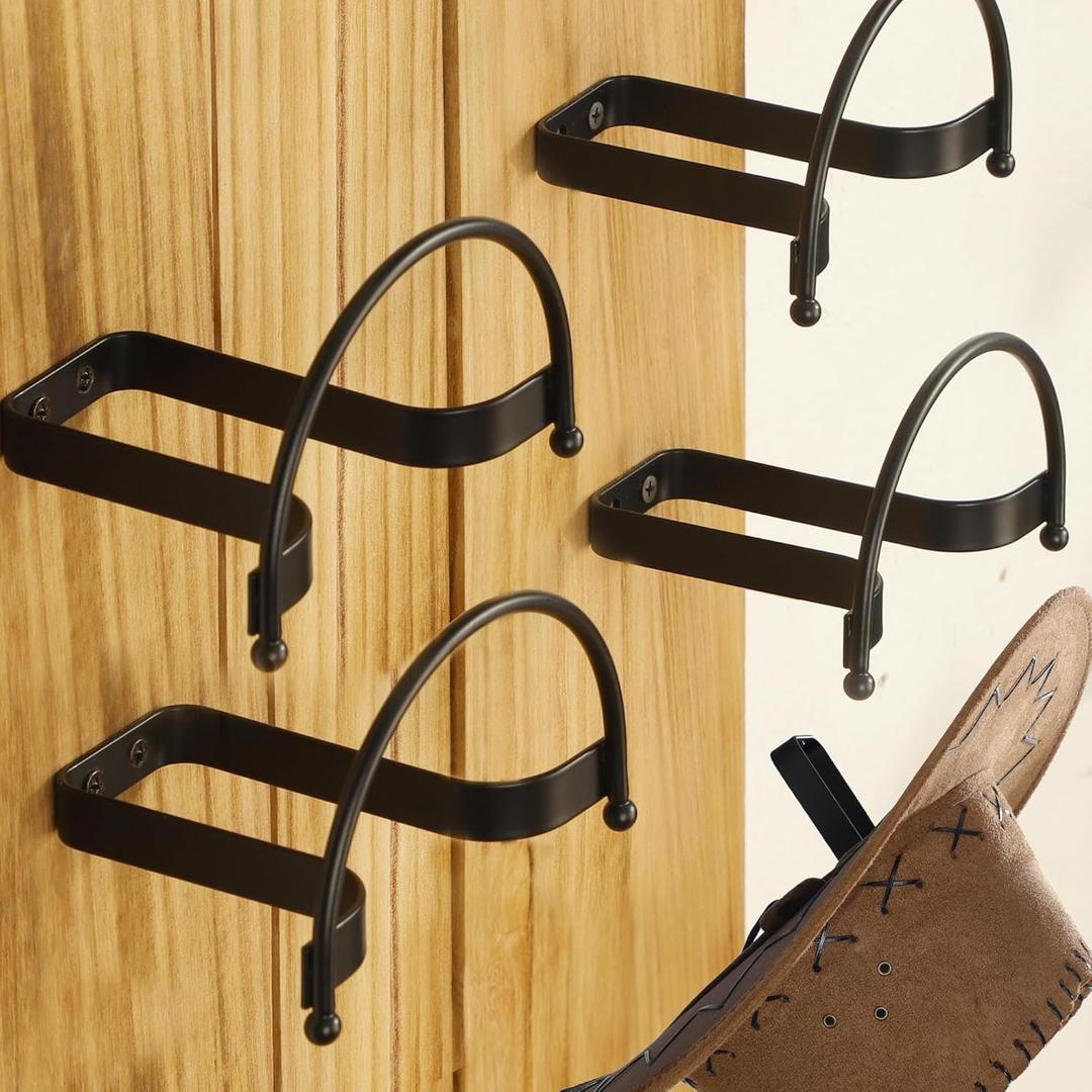 Taozun Cowboy Hat Rack 4 Pack Wall Mount Black Hat Hooks for Display