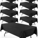 Pureegg Rectangle Table Cloth 60" x 102" – Durable Polyester Tablecloth Offers Reusable & Washable Protection, Ideal for Outdoor Party, Picnic, Wedding, Banquet and Birthday, 9 Pack, Black