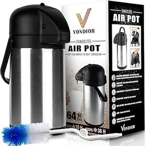 Coffee Carafe for Keeping Hot - 64oz Airpot Coffee Dispenser with Pump - Insulated Stainless Steel Hot Beverage Dispenser for Parties - Thermal Carafe for Hot Drinks Water Tea Chocolate