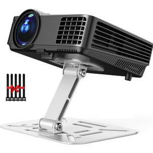 Adjustable Projector Stand with 1/4" Screw, Silver Ceiling Mount for Home Office Studio, Mini Projector Holder Bracket with Cable Ties