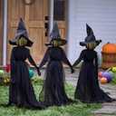 Halloween Witch Decorations Outdoor -[Upgrade] Large Light Up Holding Hands Screaming Witches Sound-Activated Sensor Waterproof Life Size Scary Decor for Home Outside Yard Lawn Garden Party (3Pcs)