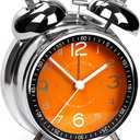 AYRELY Super Loud Alarm Clock for Heavy Sleepers Adults,Twin Bell Retro 4 Inch Silent Non-Ticking Quartz with Backlight, Metal dial, Alarm Clocks for Bedrooms Bedside (Orange)