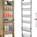 Over Door Organizer Rack  Metal Storage for Home, Kitchen, Bathroom (Black, 6 Tier)
