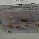 COOK WITH COLOR Mixing Bowls with TPR Lids - 12 Piece Plastic Nesting Bowls Set includes 6 Prep Bowls and 6 Lids, Microwave Safe Mixing Bowl Set (Speckled White)