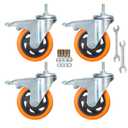 Stem Caster Wheels Heavy Duty Casters PVC M8-1.25x1 (Stem Diameter 8mm, Stem Length:1) Casters with Brake Dual Locking for Home, Office, Industry use (4 Inch, with Brake)