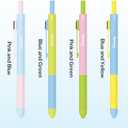 Metallic Multi-Color Pen with Pencil, Retractable Gel Ink Ballpoint Pen, Black, Blue, Red Ink, 0.7mm, Smooth Writing, Quick Dry, with Refills, Office Supplies (Blue and Pink Contrast)