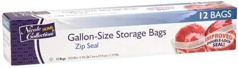 3 x Extra Strong Premium Zip Seal Gallon Storage Clear Plastic Bags - 10.5" x 11" (12 Pc) - Perfect for Home, Kitchen, and Travel