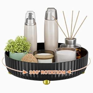 Bathroom Organizers and Storage,Rotating Makeup Organizer Tray for Perfume,Skincare,Cosmetics and Bathroom Storage,Lazy Susan Organizer, Black