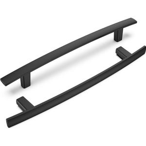 homdiy 20 Pack Cabinet Handles Black Cabinet Pulls 5" Hole Centers Kitchen Pulls Matte Black Curved Arch Handles for Dresser Cupboard Door Hardware, Zinc Alloy