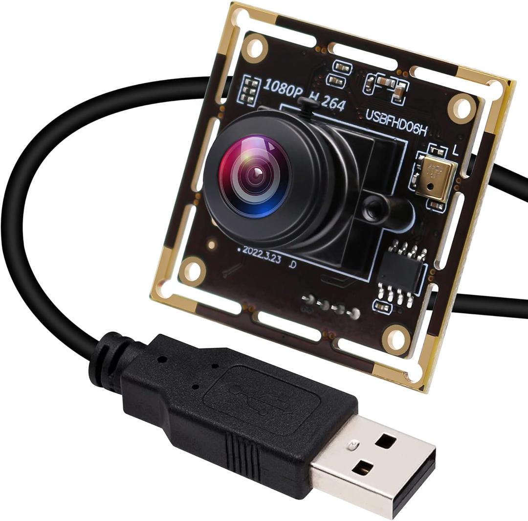 ELP Sony IMX323 Sensor Mini Wide Angle USB Camera Module with Microphone 180degree Fisheye Lens HD 1080P 0.01Lux Low Light Video Audio PC Camera UVC H.264 USB2.0 Embedded Webcam Board for Computer
