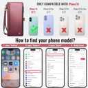 Defencase Compatible with iPhone 16 Case Wallet with RFID Blocking Card Holder for Women and Men, Fashion PU Leather Magnetic Snap Flip Zipper Strap Wallet Phone Case for iPhone 16 6.1", Wine Red