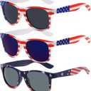 3 Pairs 4th of July Glasses Decorations American Flag Sunglasses for Adult Teens Red Blue White Patriotic Party Accessories
