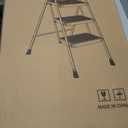 HBTower Step Ladder, Folding Step Stool with Wide Anti-Slip Pedal, Sturdy Steel Ladder, Convenient Handrail, Lightweight, Portable Steel Step Stool (Black)