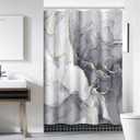 Grey Shower Curtain, Ombre Light Grey Marble Shower Curtain Set Modern Aesthetic Gray Ink Texture Waterproof Bathroom Curtain with Hooks, 60x72 Inch