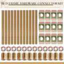 Tandefio 12 Sets Bed Frame Hardware Connector Kit M8x100 mm Panel Furniture Wardrobe Four-in-one Connectors Fittings, Bed Assembly Fasteners Bolts Nuts Threads Half Moon Spacers (Single Ended)