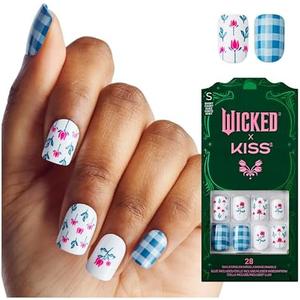 WICKED X KISS Press-On Nails – Waterproof, Chip-Resistant & Smudge-Proof, 28 Count Fake Nail, Pack Of 4