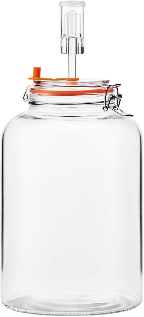 1Pack Fermentation Jar, 2Gallon Wide Mouth Glass Fermenting Kit with Airlocks for Making Sauerkraut, Kimchi, Pickles, Mead, Cider & More