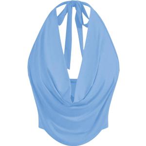 SOLY HUX Women's Halter Draped Front Tank Top Sexy Backless Going Out Crop Vest Tops (Large)