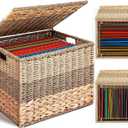 Extra Large Decorative File Box 181613in Seagrass Wicker File Box Organizer for Letter & Legal Size Hanging Filing Basket with Lid Document Folder Cabinet Home Office(Tricolor,Water Hyacinth)