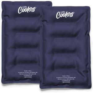 Cool Coolers by Fit & Fresh 2 Pack XL Soft Ice Packs for Cooler, Flexible Stretch Nylon, Lunch Box Ice Packs, Large Reusable Freezer Packs, Navy Blue