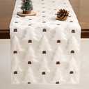 WKJZH Christmas Table Runner 13x72 Inch Soft Plush Faux Fur Jacquard CreamWhite Christmas Tree Table Runner, Seasonal Autumn Kitchen Dining Table Decoration for Home Party Decor ZR001D72