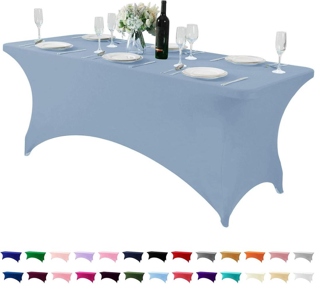 Spandex Table Cover for 6Ft or 4fT or 8ft Table Universal Fitted Stretch Tablecloth for Party, Banquet, Wedding and Events-Dusty Blue, 72" x 30"
