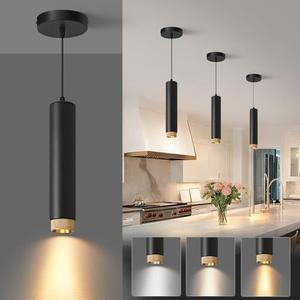 OKELI Modern Black LED Pendant Light for Kitchen Island, 1 Pack – Dimmable Zoomable Pendant, Adjustable Beam Angle, 3 Color Temps 2700K/4000K/6000K, Mini Hanging Light for Bar or Bedroom, 12W 11.8"