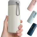 8 oz Water Bottles Made of 304 Stainless Steel, Small Water Bottles Double Wall Vacuum Insulation for Hot&Cold Drinks, Water Bottle Purse with Carry Handle - 100% Leakproof(Beige) (8.5 Ounces)