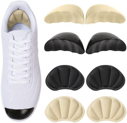 Shoe Filler Inserts for Loose Shoe, 2 Pairs of Toe Cushions & Heel Pads for Women and Men, Perfect for Shoes Too Big, Comfort Inserts for High Heels, Leather Shoes(Black + Beige) Pack of 2