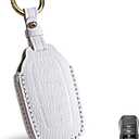 OLLEN NO-Screws Premium Leather Key Fob Cover, Fit for Toyota Tundra 2022 2023 2024 2025~, Fit for Corolla Cross Venza Sequoia, Car Key CaseWhite