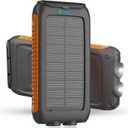 Solar Charger Power Bank 49800mAh Portable Solar Phone Charger with 2 USB-A and Type-C Interface, 15W Fast Charging for iPhone, Samsung etc. Portable Battery Charger with Dual Flashlight for Camping