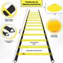 20ft Sports Agility Ladder for Men Women and Kids, Speed Youth Soccer Agility Training Equipment for Football, Exercise, Tennis, Legs Workout with Speed Parachute and Carry Bag