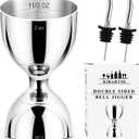 Jigger for Bartending, 2 oz 1 oz Bartender Jigger Stainless Steel, Double Cocktail Jiggers with Internal Measurements, Bar Tool for Bartending, Shot Drink Measurer for Cocktails(1Jigger - 2 Pourers (Silver)