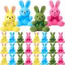Poen 36 Pieces 4 Inch Easter Mini Bunny Plush Bunnies Stuffed Bulk Tiny Rabbit Stuffed Toys Bunny Party Favors Animals for Eggs Filler, Easter Baskets Filler, 4 Colors (Blue, Pink, Yellow, Green)