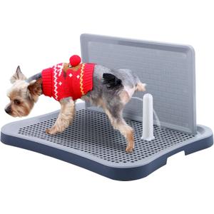 Pee Pad Holder, Indoor Potty Tray for Puppy and Small Size Dog with Pee Wall, Non-Skid Feet, 20 * 15.4 * 1.4 inch (Large)