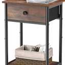 Night Stand Bedside Tables with Drawer Rustic End Table for Small Spaces 2 Tiers Side Table Nightstands for Bedroom, Living Room, Study, Office (15.4" x 11")