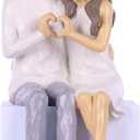 Couple Heart Hand Statue Sitting Sculpture, Wedding for Couple, Bride and Groom Figurines Couples Bedroom Decor, A Romantic Expression of Love, Best Gifts for Valentine's Day