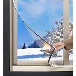 DIY Magnetic Window Insulation Kit 59"x61" Indoor Clear Film for Heat and Cold Winterizing Kit Cuttable Transparent Window Covering