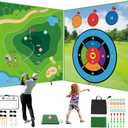 Golf Game: 70"x 70" Plus Size Double Sided Hitting Mat, Ideal Gifts for Kids Adults, 20 Sticky Balls & 10 Darts for Indoor or Backyard Battle Chipping
