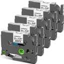 COLORWING TZe-231 Replace for Brother P-Touch Label Tape TZ Tape 12mm 0.47 Laminated White 1/2 inch TZe231 Label Maker Tape for Brother Ptouch PT-D210 D220 H110 D410 D610 1280 Cube Refills, 5-Pack (Black on White)