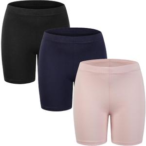 RieKet Girls Bike Cartwheel Shorts for Girls Toddler Under Dress Dance Short Kids Biker Shorts Black Navy Blue Pink 3 Pack 11-12 Years