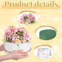 Nuenen 2 Pcs Round Gift Boxes with Lids Floral Foam LED Light Thank You Floral Greeting Cards Flower Arrangements Supplies for Valentine Birthday Wedding Bridesmaid Proposal(White)