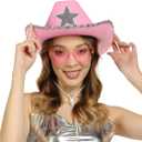 Funcredible Blue Cowgirl Hat  Blue Cowboy Hat with Silver Star - Rodeo Outfit for Women Cowgirl Costume Accessory (Pink)