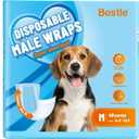 Bestle Male Dog Wrap, Disposable Dog Diapers, 40 Count, Medium (Waist 19.7-23.6), Wetness Indicator, Ultra Protection, Leak Proof, Super Absorbent, Soft