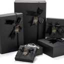 ZENFUN 5 Pack Black Nested Gift Boxes with Lid for Valentine's Presents, 5 Sizes Luxury Packaging Box with Ribbon Bows and Label Gift Wrap for Thanksgiving Birthday, Weddings, Mother's Day 13.7'' to 5.1''