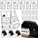 Maxcheck 25 Sets Graduation Party Favors for Guests Cheers to the Graduate Acrylic Shot Glasses with Thank You Cards and Organza Bags Graduation Gifts for Teacher Classmates Family(Black Color)