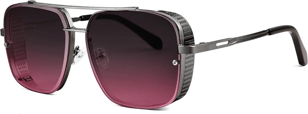 FEISEDY Sunglasses Mens Women Vintage Pilot Square Trendy Metal Steampunk Fishing Driving Sun Glasses B2894